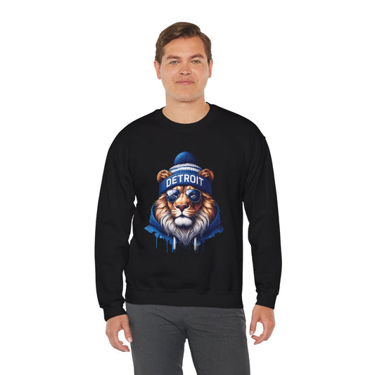 Lions Football Inspired Unisex Heavy Blend™ Crewneck Sweatshirt Blue Lion