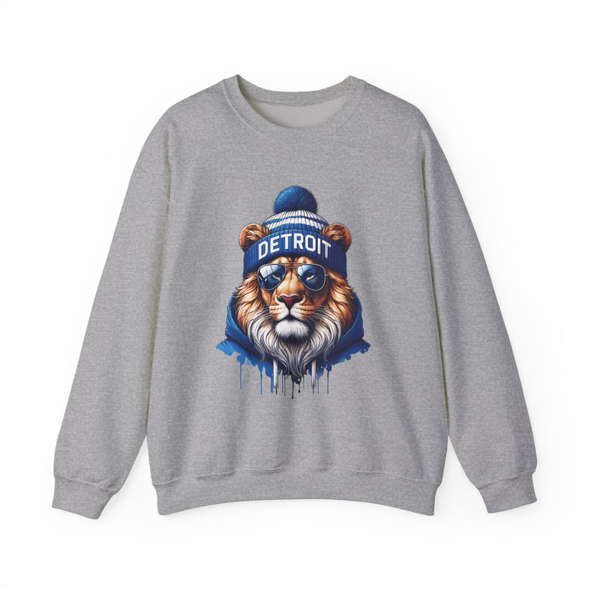 Lions Football Inspired Unisex Heavy Blend™ Crewneck Sweatshirt Blue Lion