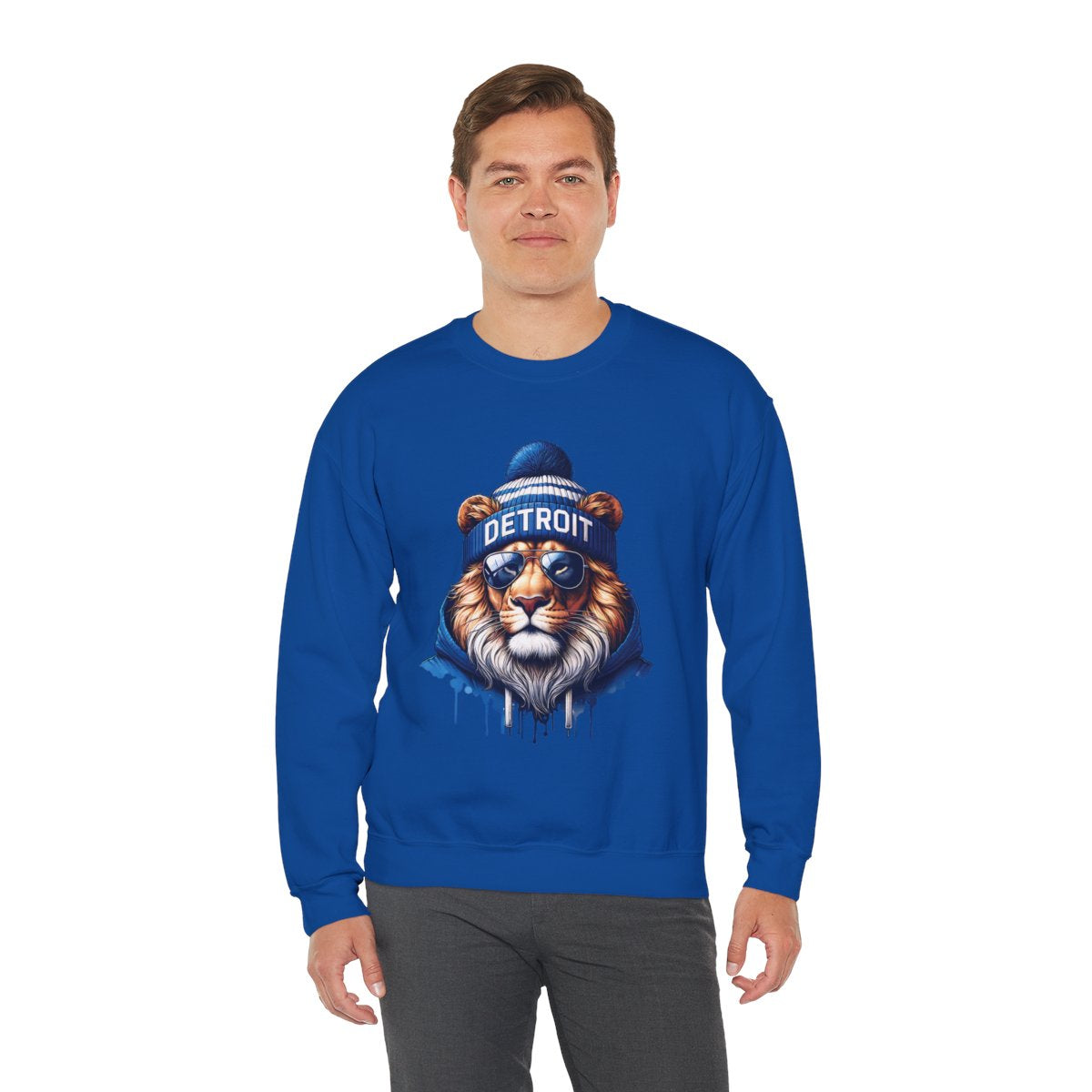 Lions Football Inspired Unisex Heavy Blend™ Crewneck Sweatshirt Blue Lion